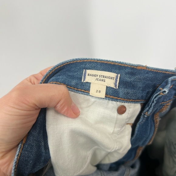 Madewell Baggy Straight Jeans in Dark Worn Indigo Wash - Picture 8 of 10